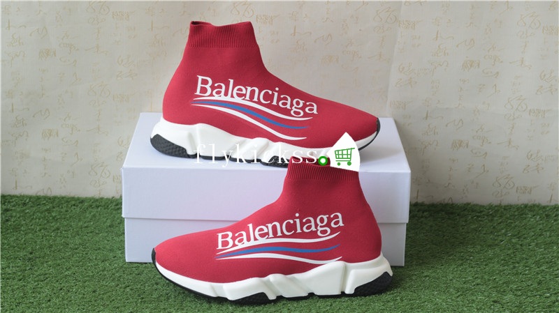 Balenciaga Pattern Speed Trainer Sock Red